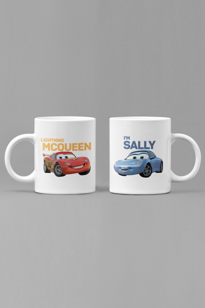 MCQUEEN & I'M SALLY Cars Filmi 2'li Sevgili/Çift/Arkadaş Kupa Bardak Seti