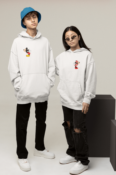 Mickey ve Minnie Sevgili/Çift/Arkadaşlık 2'li Kapşonlu Sweatshirt Seti