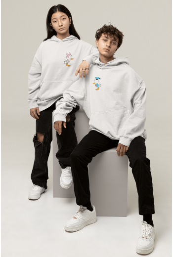Mini Daisy ve Donald Duck Sevgili/Çift/Arkadaşlık 2'li Kapşonlu Sweatshirt Seti