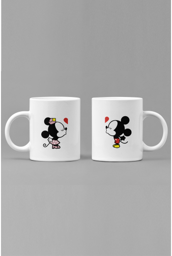 Mini Mickey ve Minnie Mouse Sevgili/Çift/Arkadaş 2'li Kupa Bardak Seti