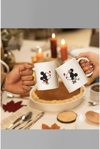 Mini Mickey ve Minnie Mouse Sevgili/Çift/Arkadaş 2'li Kupa Bardak Seti
