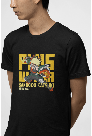 My Hero Bakugou Plus Ultra Siyah Tişört 