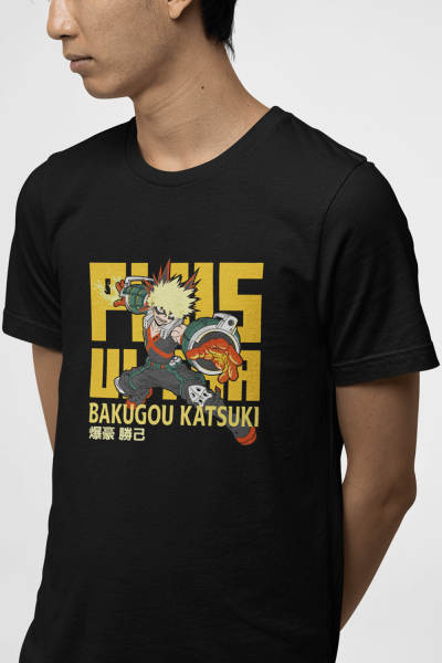 My Hero Bakugou Plus Ultra Siyah Tişört 
