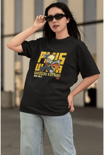 My Hero Bakugou Plus Ultra Siyah Tişört 