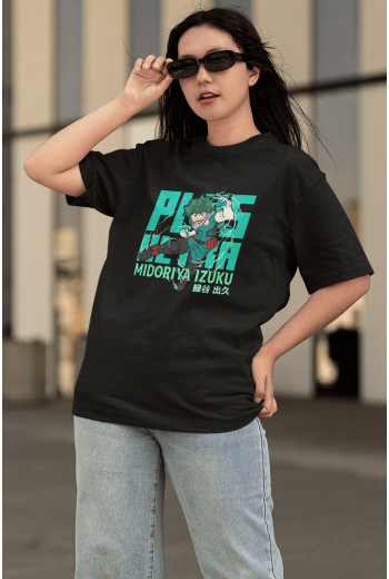 My Hero İzuku Plus Ultra Siyah Tişört  My Hero İzuku Plus Ultra Siyah Tişört