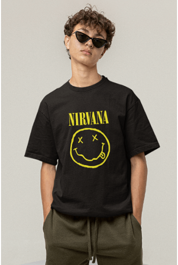 Nirvana Smile Logo Siyah Tişört