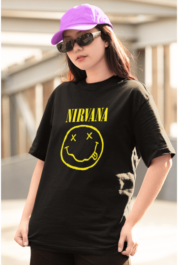 Nirvana Smile Logo Siyah Tişört