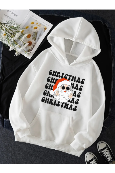 Noel Baba Christmas Yeni Yıl Kapşonlu Sweatshirt