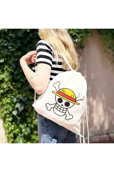 Anime One Piece Hasır Şapka Korsanları Logo Bez Sırt Çantası Anime One Piece Hasır Şapka Korsanları Logo Bez Sırt Çantası