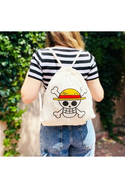 Anime One Piece Hasır Şapka Korsanları Logo Bez Sırt Çantası Anime One Piece Hasır Şapka Korsanları Logo Bez Sırt Çantası