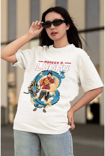 One Piece Luffy Kaido Beyaz Tişört