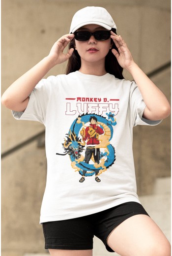 One Piece Luffy Kaido Beyaz Tişört One Piece Luffy Kaido Beyaz Tişört