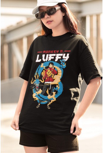 One Piece Luffy Kaido Siyah Tişört