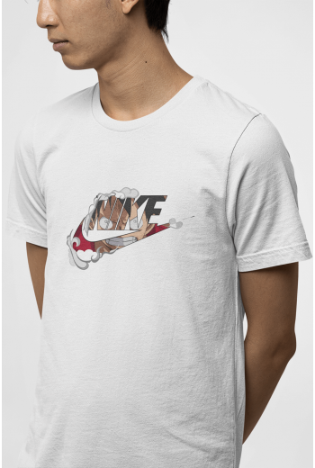 One Piece Luffy Minimal Logo Beyaz Tişört 