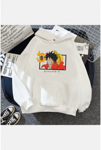One Piece Luffy Red Hawk Kapşonlu Sweatshirt