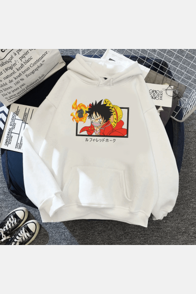 One Piece Luffy Red Hawk Kapşonlu Sweatshirt