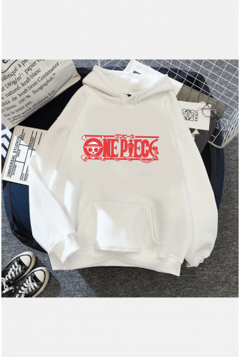 One Piece Red Logo Kapşonlu Sweatshirt