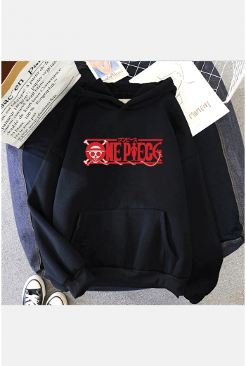 One Piece Red Logo Kapşonlu Sweatshirt