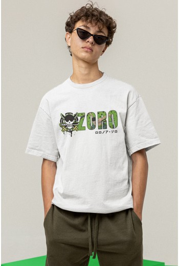 One Piece Zoro Logo Beyaz Tişört