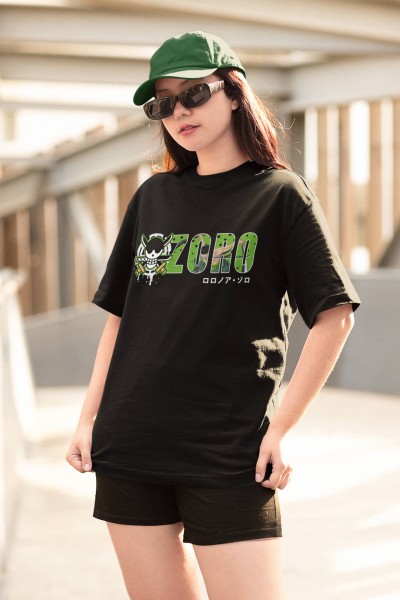 One Piece Zoro Logo Siyah Tişört