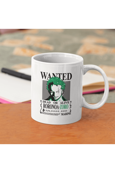 One Piece Zoro Wanted Kupa Bardak