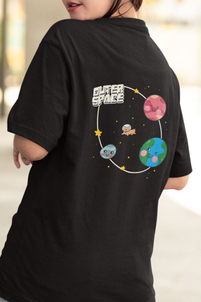 Outer Space Ön - Arka Baskılı Tişört