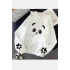 Sevimli Panda Kol Detaylı Beyaz Kapşonlu Sweatshirt