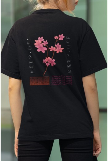 Pink Flowers Ön - Arka Baskılı Tişört