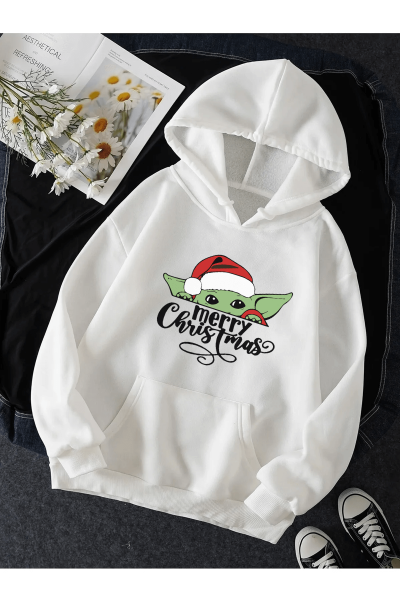 Baby Yoda Christmas Yeni Yıl Kapşonlu Sweatshirt