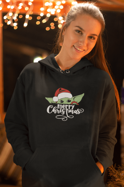 Baby Yoda Christmas Yeni Yıl Kapşonlu Sweatshirt
