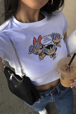 Powerpuff Girls Beyaz Crop 