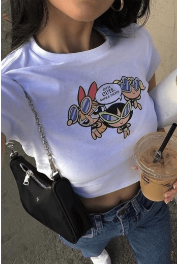 Powerpuff Girls Beyaz Crop 