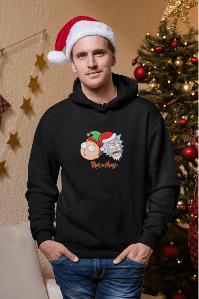 Rick And Morty Yeni Yıl Kapşonlu Sweatshirt