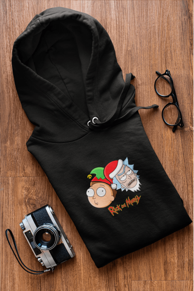 Rick And Morty Yeni Yıl Kapşonlu Sweatshirt