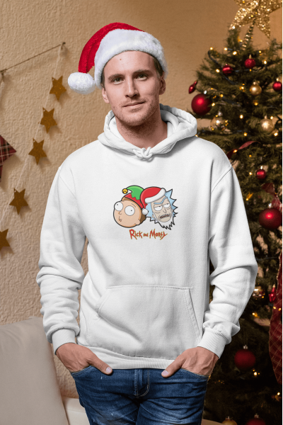 Rick And Morty Yeni Yıl Kapşonlu Sweatshirt