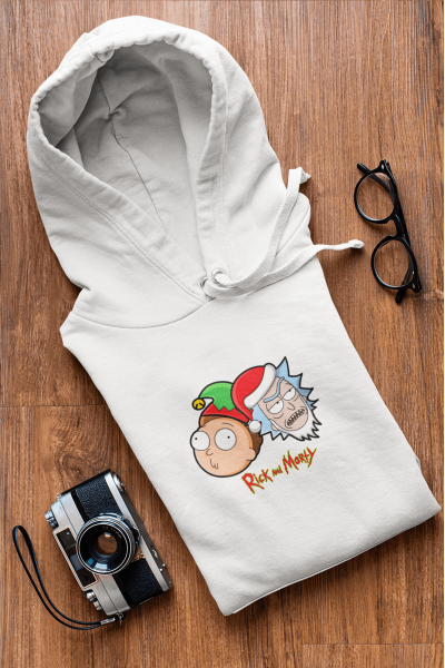 Rick And Morty Yeni Yıl Kapşonlu Sweatshirt