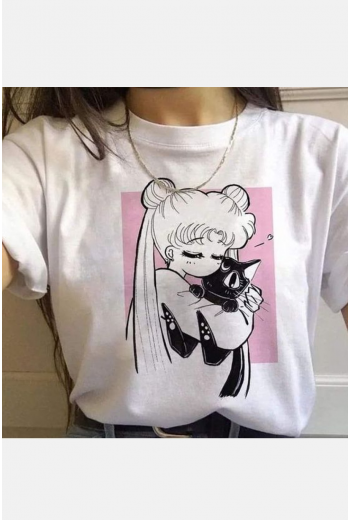 Sailor Moon Kawaii Beyaz Tişört