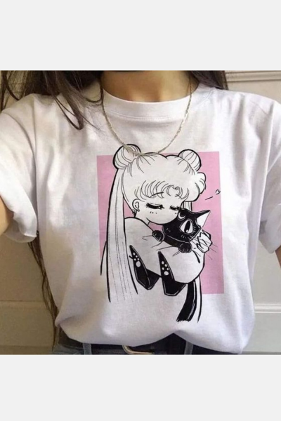 Sailor Moon Kawaii Beyaz Tişört