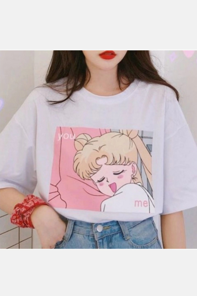 Sailor Moon You Me Beyaz Tişört