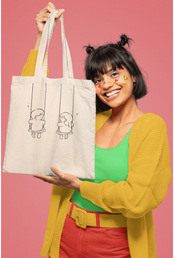 Sallanan Çift Bez Çanta Sallanan Çift Bez Çanta