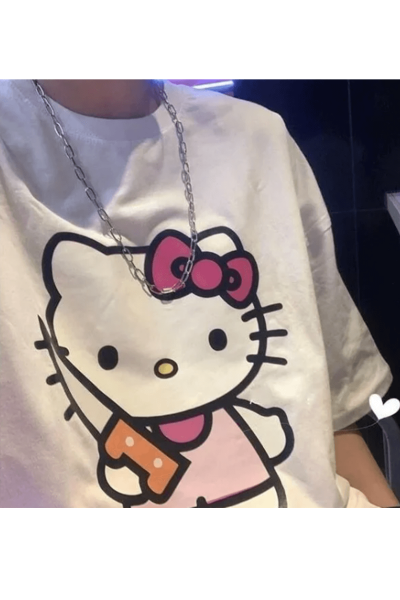 Sanrio Kawaii Belalı Hello Kitty T-shirt