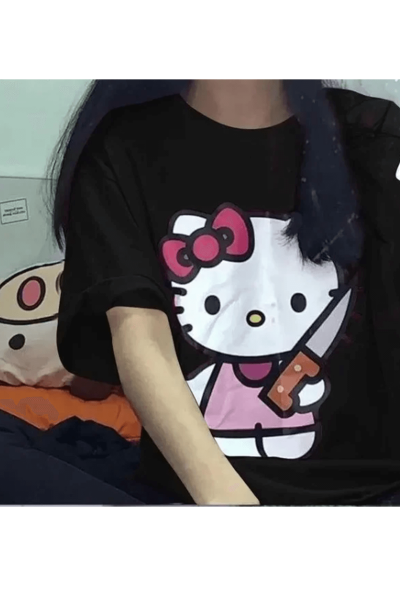 Sanrio Kawaii Belalı Hello Kitty T-shirt