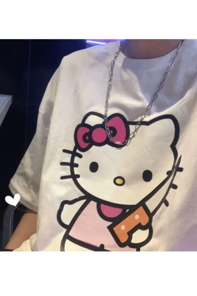 Sanrio Kawaii Belalı Hello Kitty T-shirt