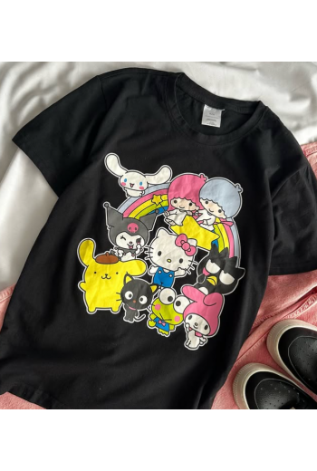 Sanrio Kitty x Kuromi Baskılı T-shirt