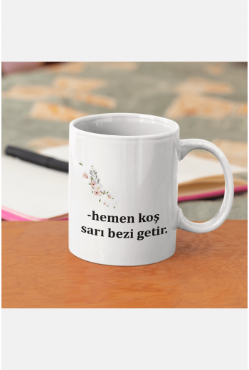 Sarı Bezi Getir Yazılı Anneler Günü Kupa Bardak