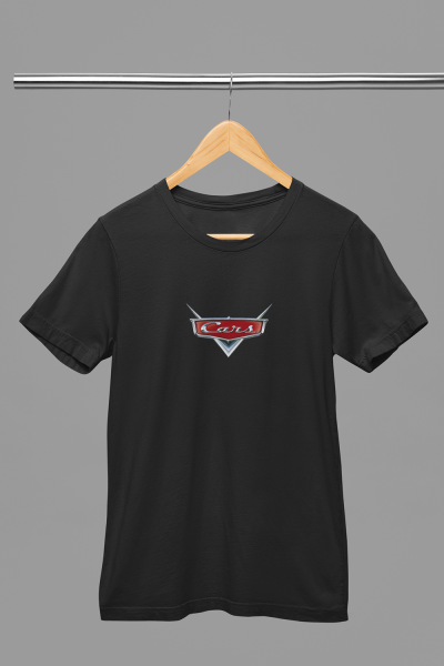 Şimşek McQueen Cars Ön Arka Baskılı Unisex Siyah T-shirt