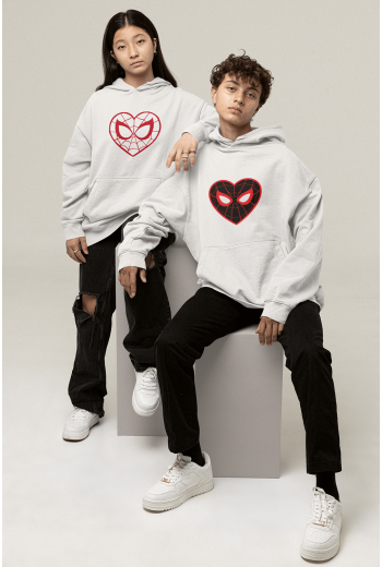  Siyah Kalp Spider Sevgili/çift/arkadaşlık/2'li Kapşonlu Sweatshirt Seti