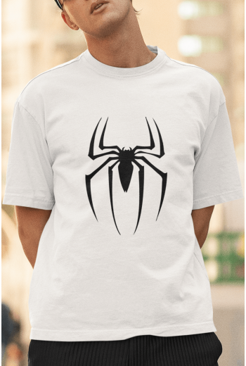 Siyah Spider Ön Baskılı Beyaz Tişört 