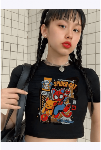 Spider Cat Crop Top