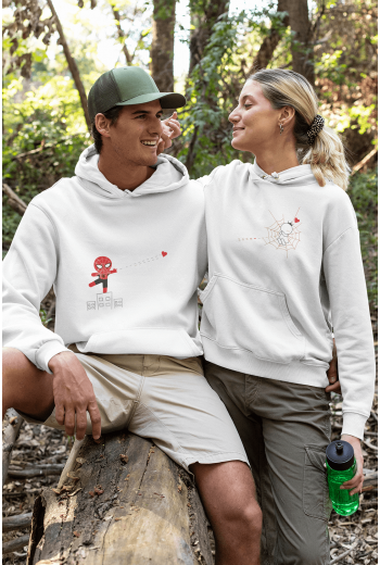  Spiderman Sevgili/Çift/Arkadaşlık 2'li Kapşonlu Sweatshirt Seti
